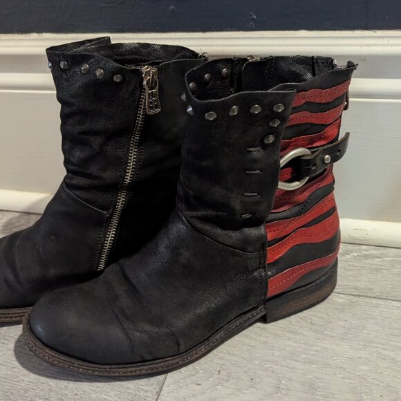 A.S. 98 black and red leather ankle booties - Picture 5 of 5